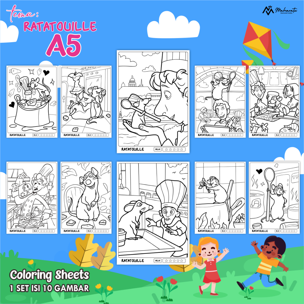

[RATATOULLE] KERTAS MEWARNAI ANAK - LEMBAR BER GAMBAR READY STOCK 10 LEMBAR - COLORING SHEET FOR KIDS A5