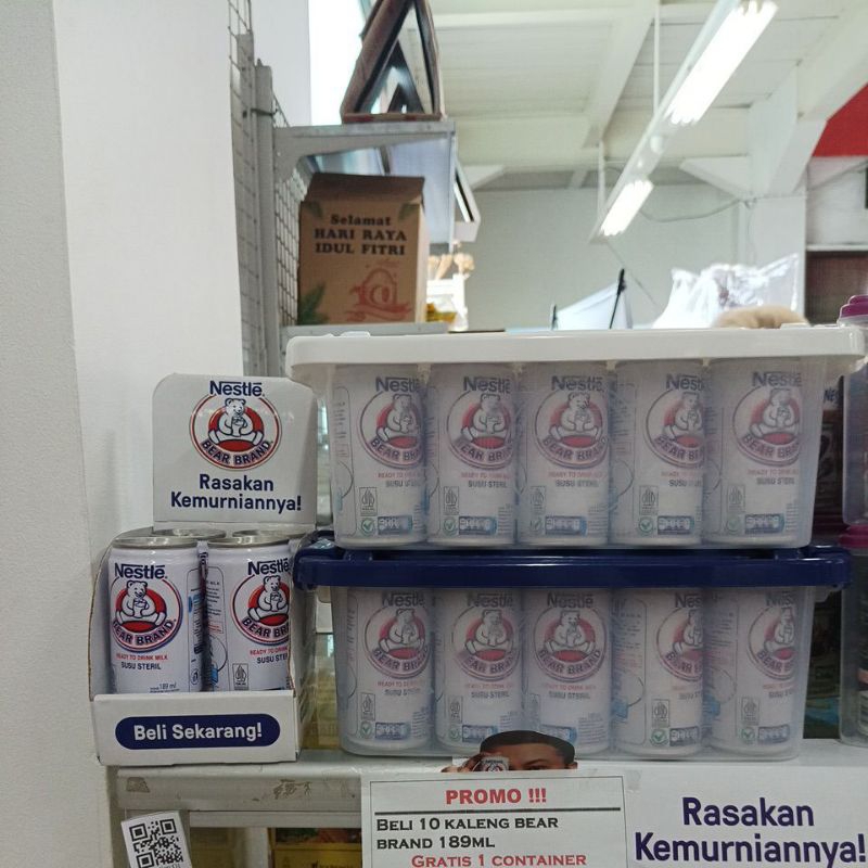 

Bear brand susu steril 189 Promo beli 10 kaleng gratis 1 container cantik