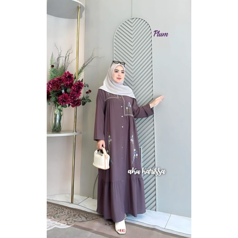 AKU KARISSA Ayumi Dress Model kekinian Dress Terbaru Bahan Sabrina Gamis muslimah Gamis yang Banyak 