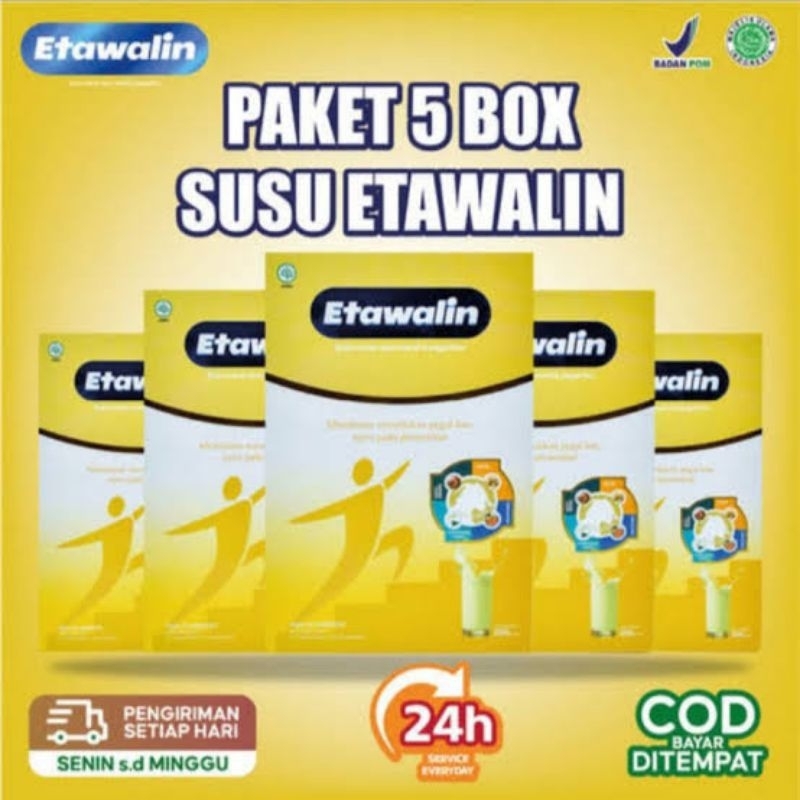 

ETAWALIN 5 Box Asli Susu Kambing Etawa Herbal Atasi Asam Urat, Rematik, Pegel Linu, Nyeri Sendi BPOM