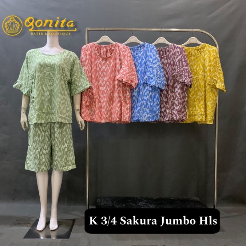 Setelan Batik Jumbo || K¾ Sakura Jumbo Hls Qonita Batik || Setelan Batik Pekalongan Murah || Daster 