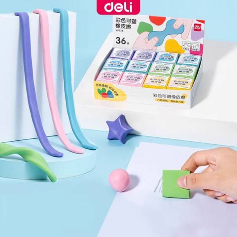 

DELI VP76 KNETGUMMI KNEADABLE PLASTICINE ELASTIC ERASER PENGHAPUS CLAY PLASTISIN ELASTIS ULI BISA DIBENTUK
