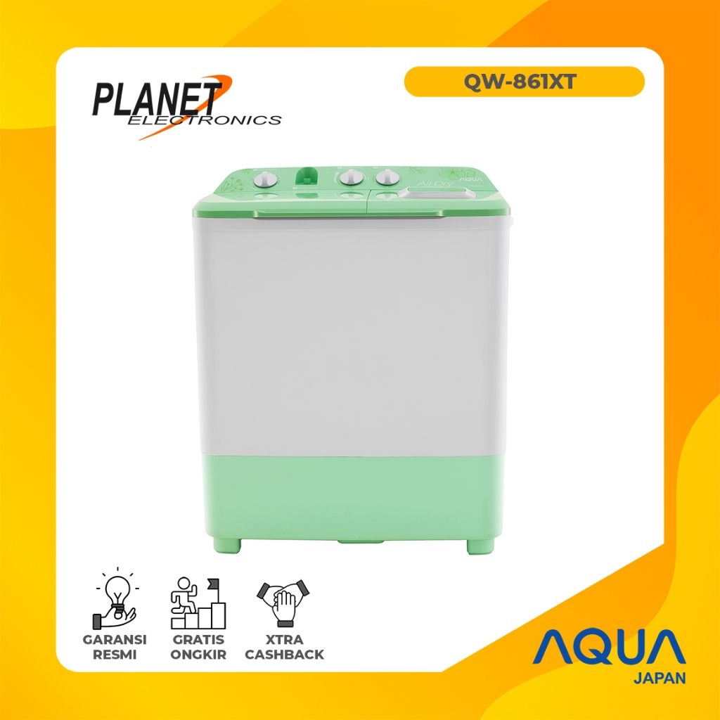 AQUA Mesin Cuci 2 Tabung 8 Kg Hijab Mode / Mesin Cuci 2 Tabung Hijab Mode