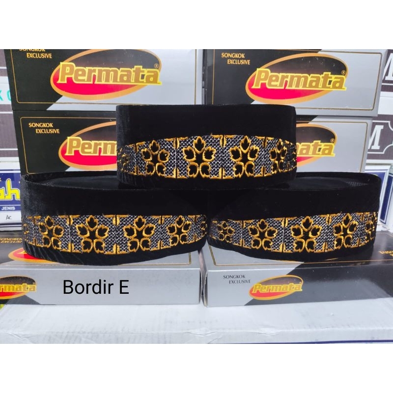 GROSIR PECI/SONGKOK PERMATA BORDIR ISI (10PCS)  BLUDRU HALUS