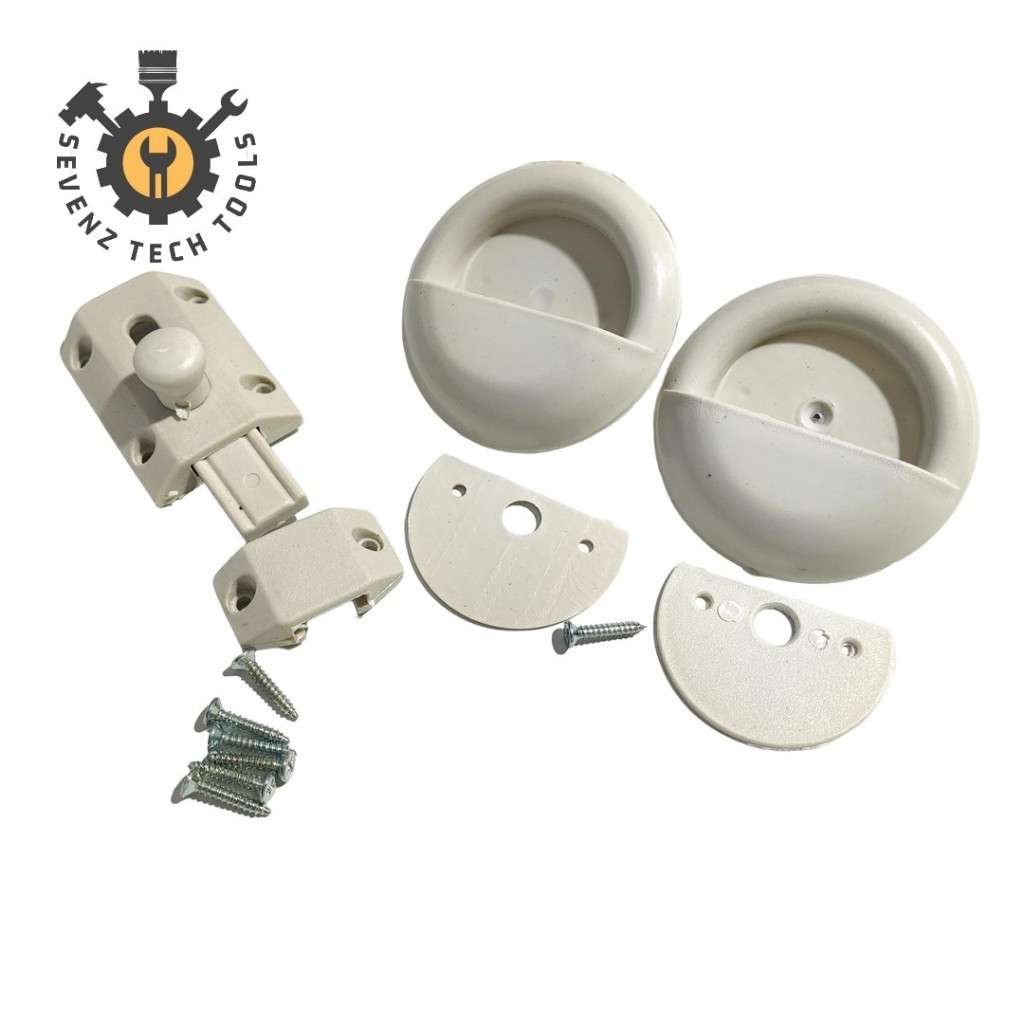 TEBAL GRENDEL SLOT PINTU HANDLE PINTU PVC PLASTIK PUTIH KAMAR MANDI PVC /TARIKAN PINTU PVC/LENGKAP S