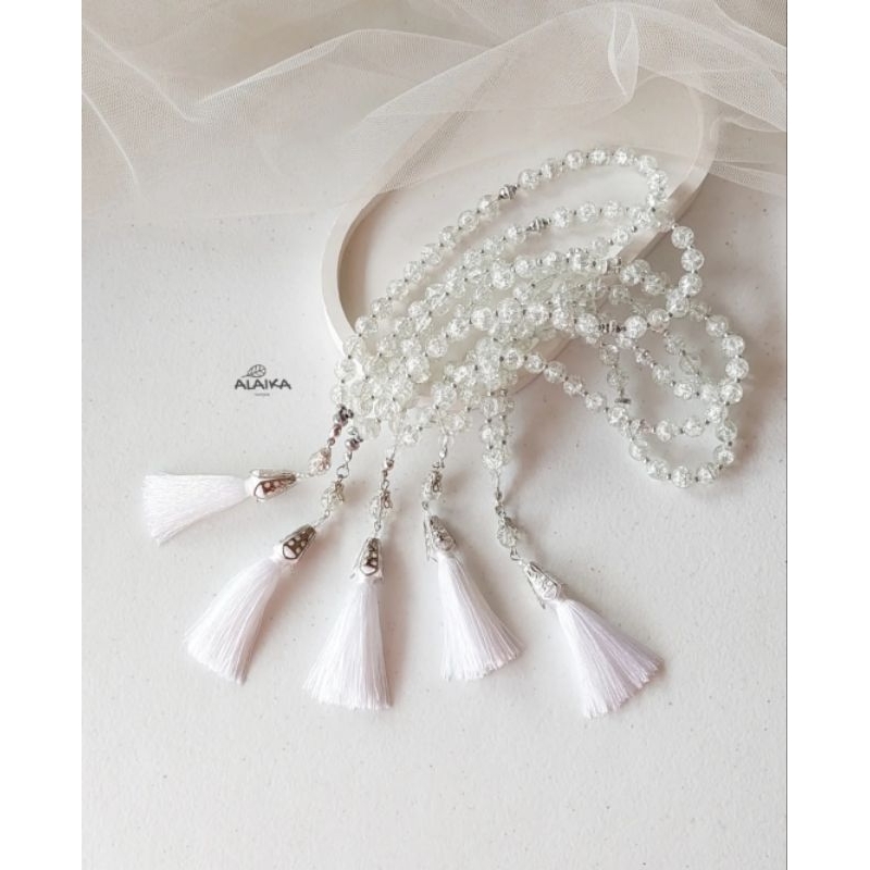 tasbih mutiara pecah putih
