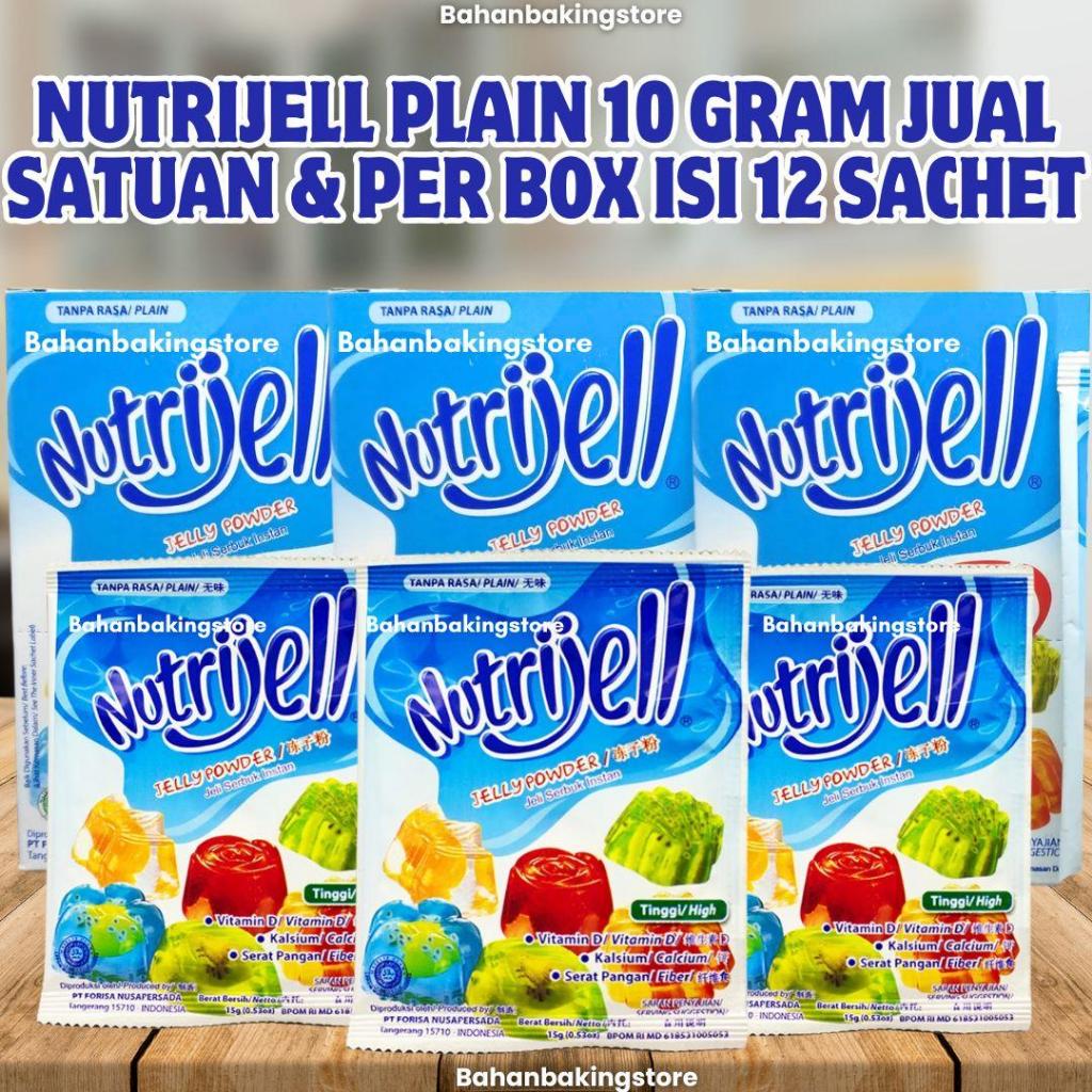 

NUTRIJELL PLAIN 10 GRAM JUAL 1 BOX ISI 12 SACHET | NUTRIJEL JELLY POWDER TANPA RASA DAN TANPA WARNA