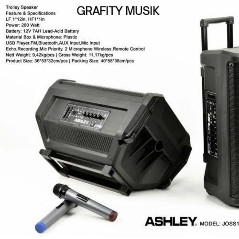 Speaker Portable Wireless Ashley Joss 12 Joss12 Original 12 Inch