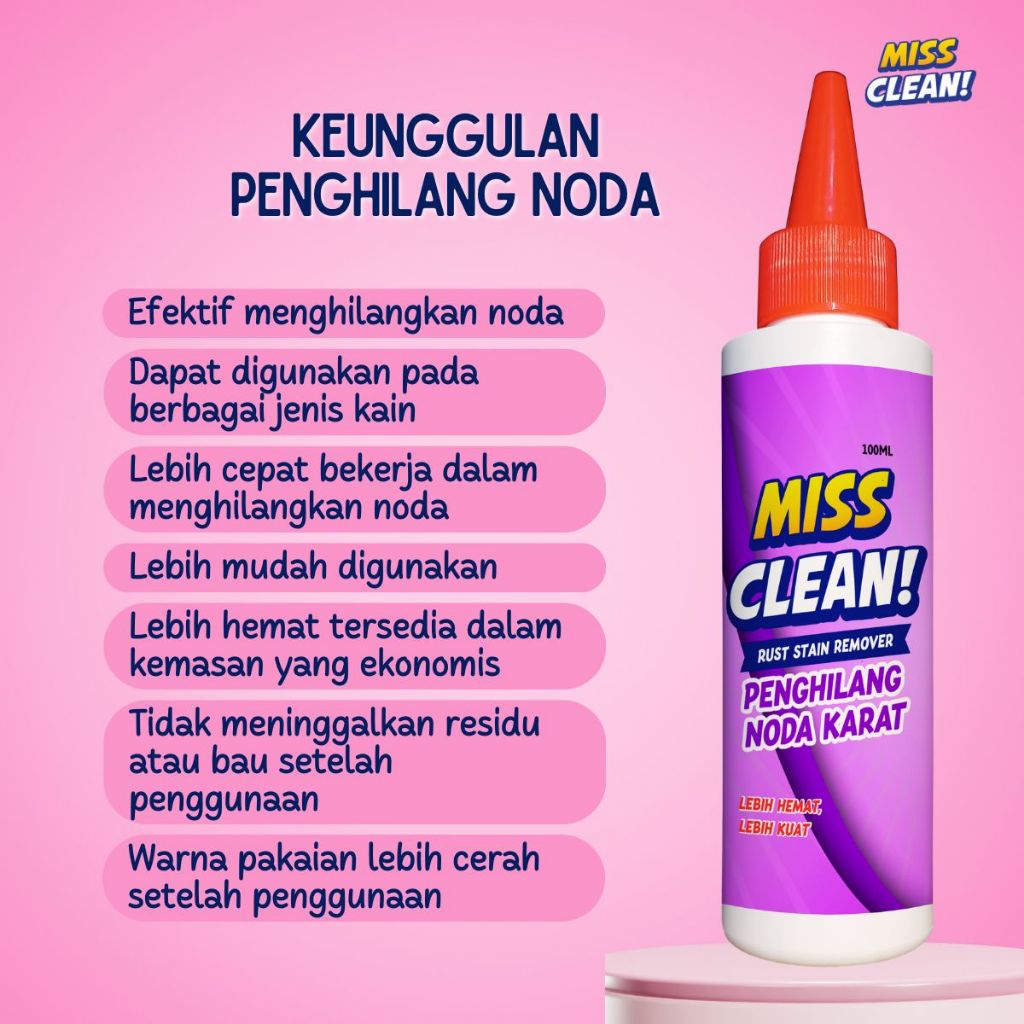 Penghilang Noda Karat di Pakaian Baju Miss Clean / Penghilang Noda Karat Pakaian