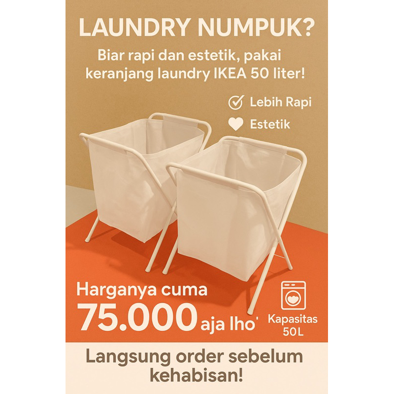 Laundry bag tempat baju kotor tempat cucian keranjang laundry Jall Ikea