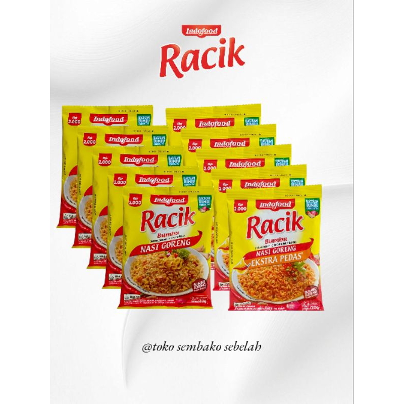 

Indofood Racik Bumbu Nasi Goreng Extra Pedas || Kemasan 20gr 1 Renteng 10 Sachet