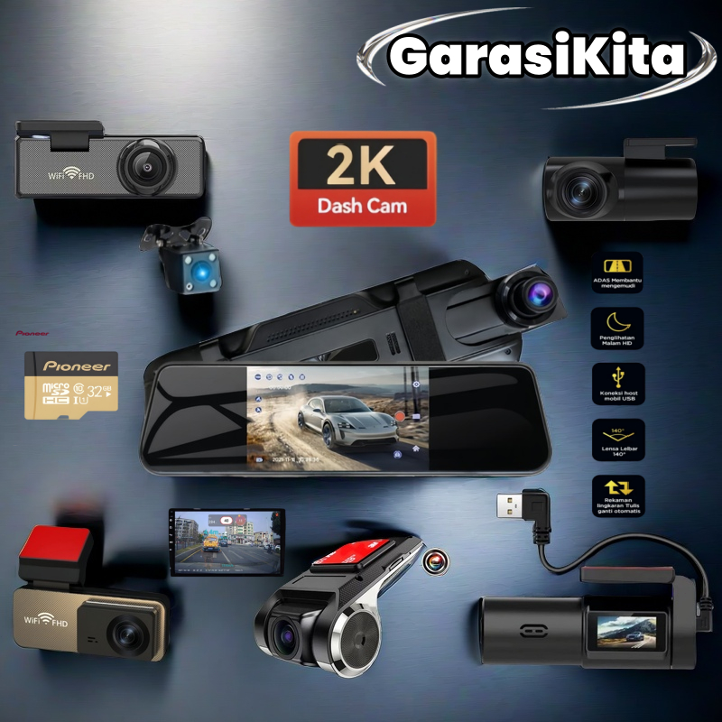 (Pasokan lokal) Dashcam 4K 2K 1080 FHD dengan ADAS, WiFi, Night Vision, 360° Ultra Wide Lens, GPS, P