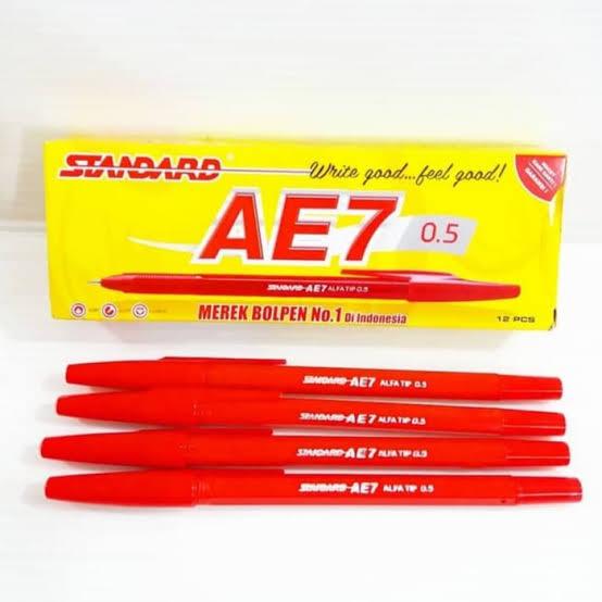 

Ballpoint Standard AE7 0.5 Merah - Pulpen Pena Red Ballpoint Pen
