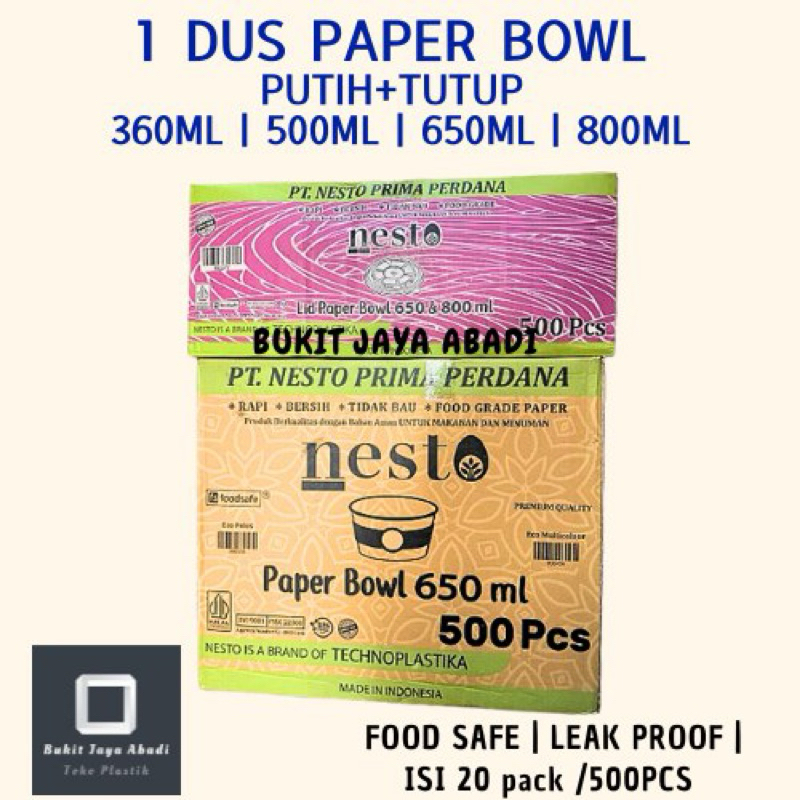 Paper Bowl Mangkok Kertas Nasi Putih  Foodgrade (INSTANT/KARGO) 1DUS