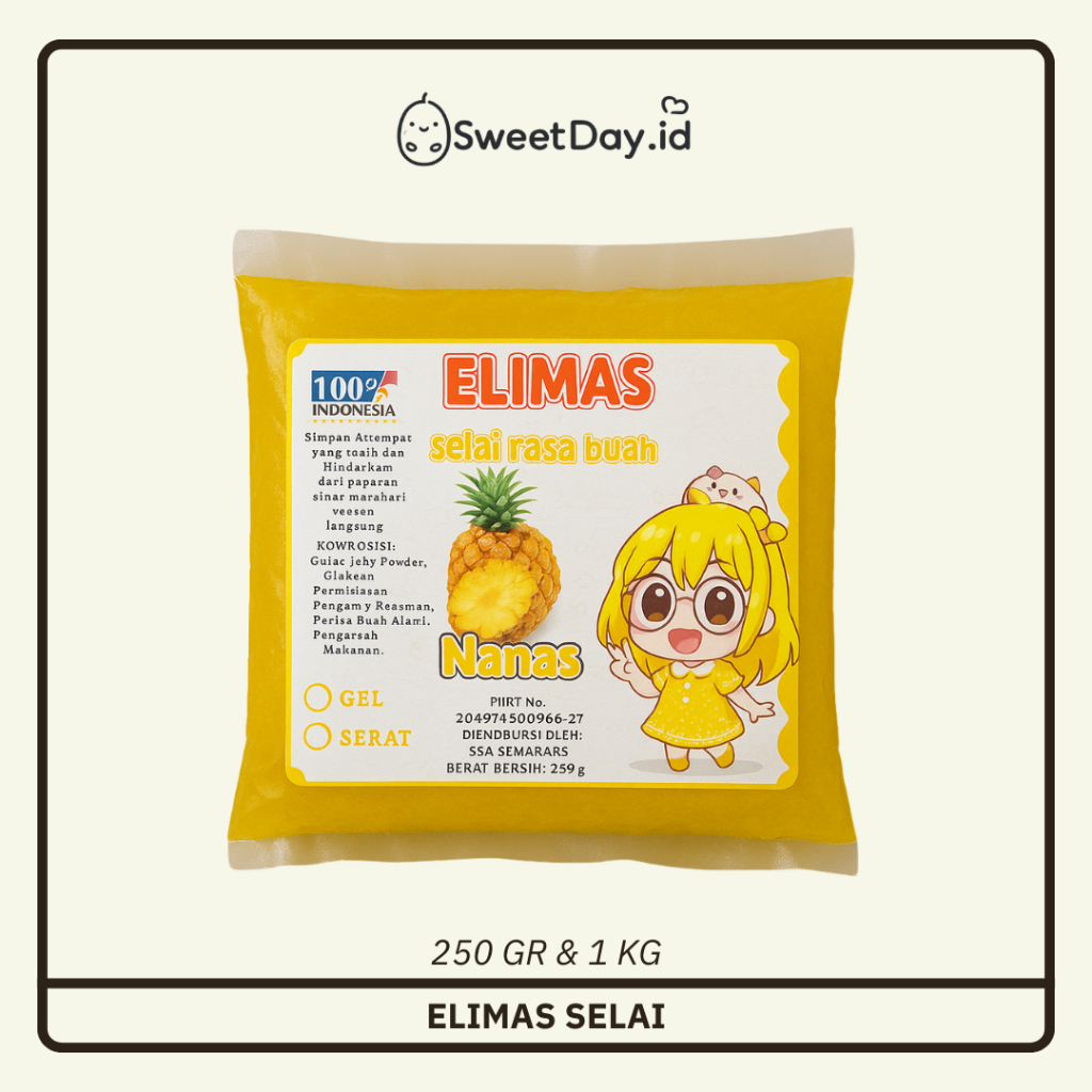 

Selai Gel dan Serat Nanas Elimas 250 Gram & 1 Kg