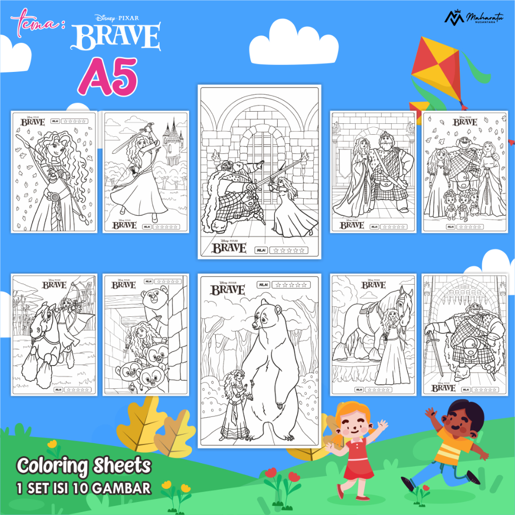 

[BRAVE] KERTAS MEWARNAI ANAK - LEMBAR GAMBAR READY STOCK COLORING SHEETS A5