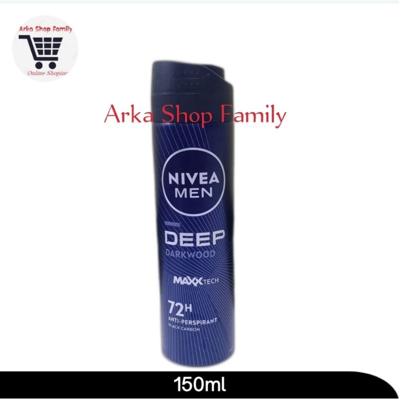 NIVEA Men Deodorant Spray Deep Dark Wood Maxx Tech Segar Kering 150ml Deodoran Semprot