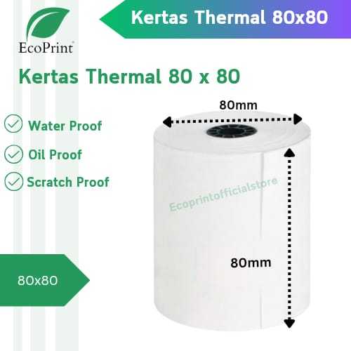 

ECOPRINT KERTAS STRUK THERMAL / KERTAS KASIR 80X80 - 80X75 - 80X70 - 80X50