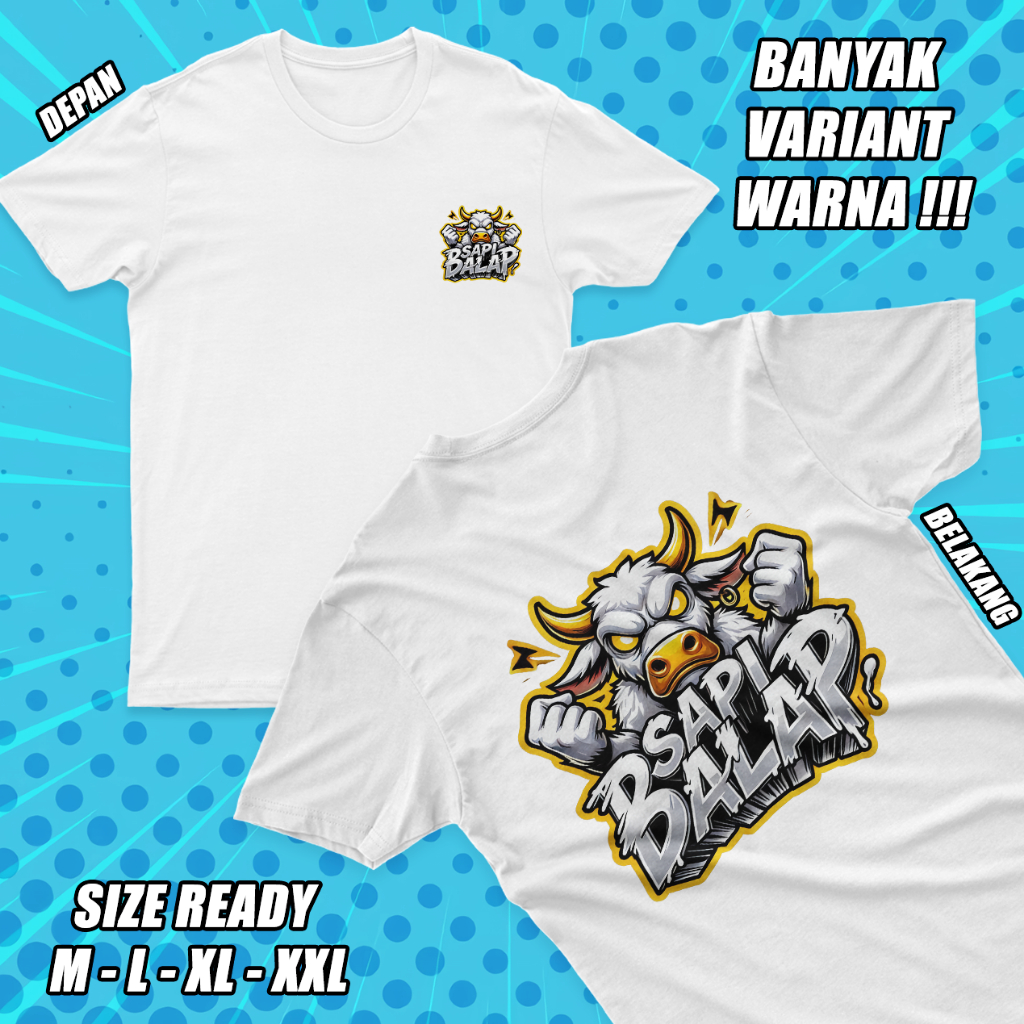 Kaos Sapi / Kaos Sapi Balap / Kaos Keren / Cotton Combed 30s Premium - #AV263