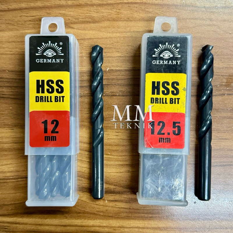 Mata Bor Besi & Kayu 12mm & 12.5mm Germany Tjap Mata Mata Bor Besi Hitam Bagus
