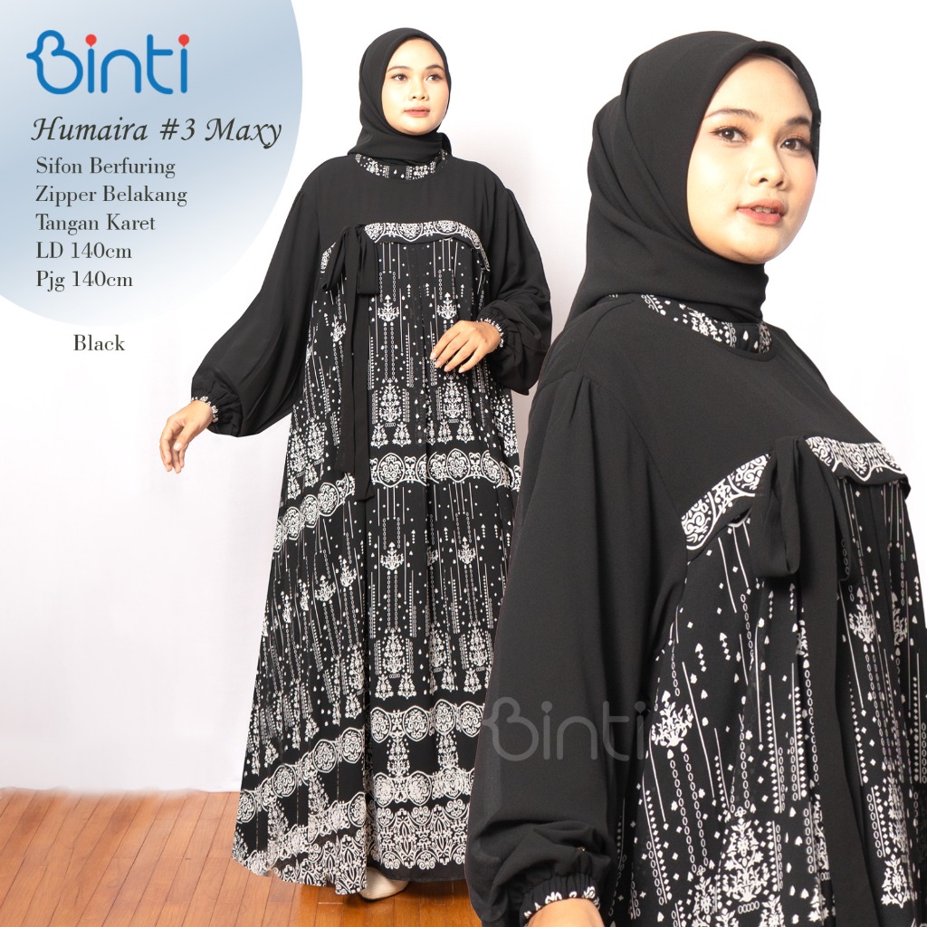 DRESS JUMBO LD 150 5XL XXXXXL ARSHINTA SET HIJAB HUMAIRA BAHAN CERUTY ORI By BINTI GAMIS SET JILBAB 