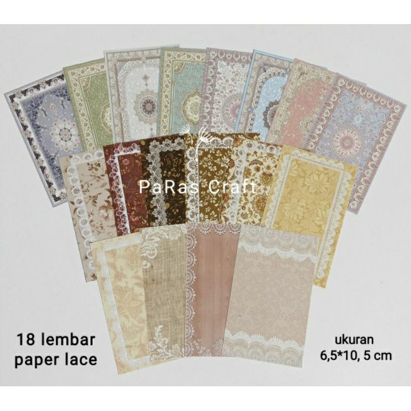

18 lembar Lace paper vintage/hiasan Scrapbook jurnal/aesthetic/kertas renda aesthetic
