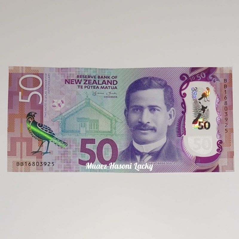 Uang Asing New Zealand Dolar Pecahan 50 Dolar Polymer