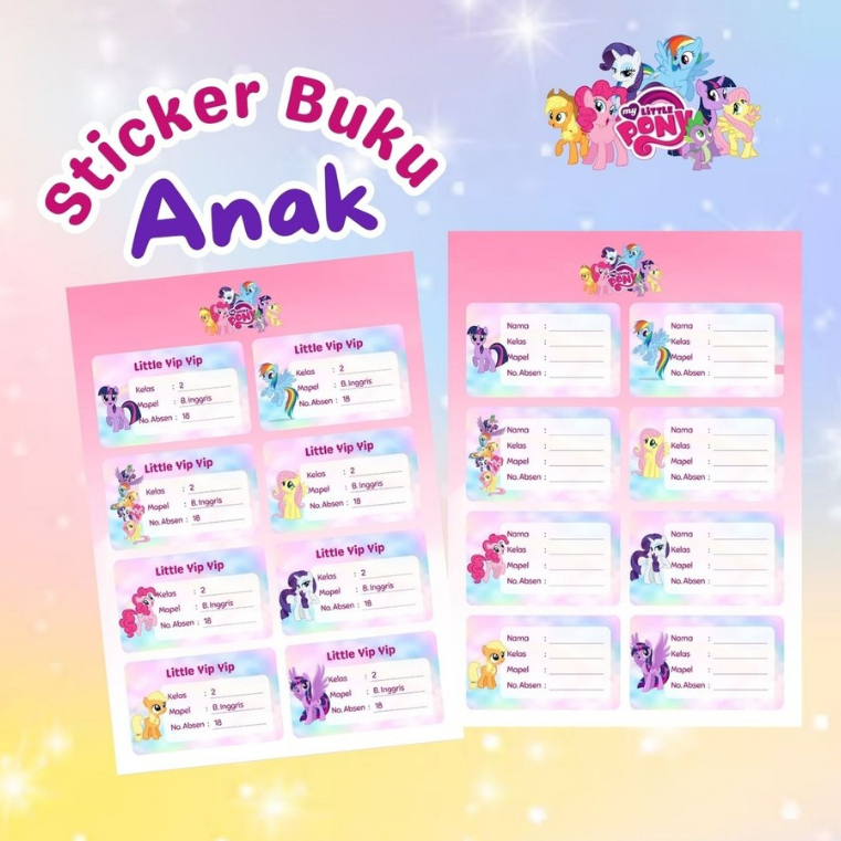 

Stiker / Label Buku Pelajaran Nama Kelas Mapel - Little Pony