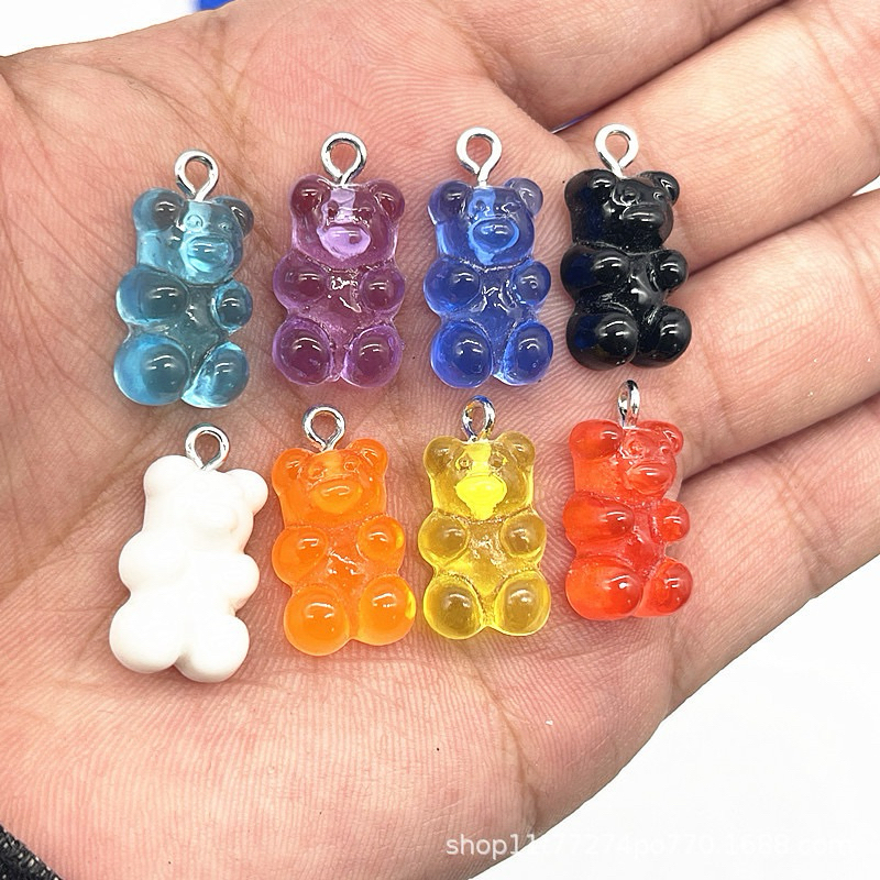 beadifyᥫ᭡. 1 PCS Charm Gummy Bear bahan resin + bandul stainless steel | Bandul Mote Beruang bahan k
