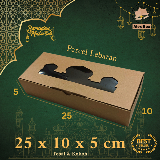 

Kardus Parcel Lebaran Ukuran 25 x 10 x 5 cm | Box Mika Hampers Idul Fitri | Diecut Hantaran Kue