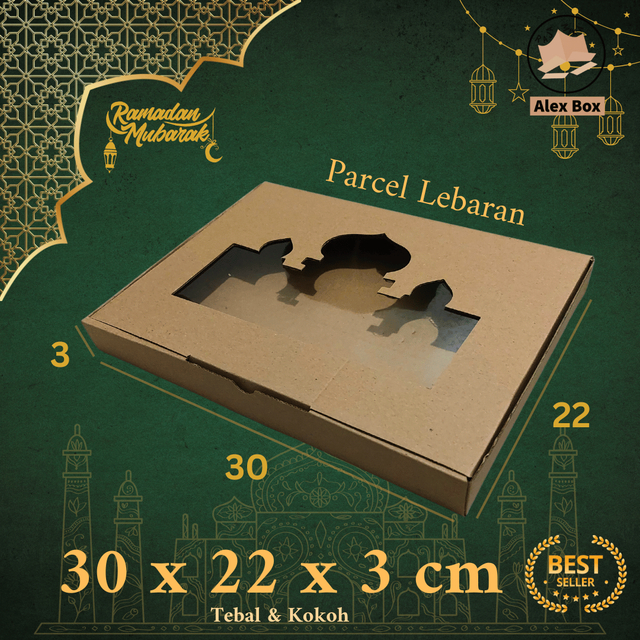 

Kardus Parcel Lebaran Ukuran 30 x 22 x 3 cm | Box Mika Hampers Idul Fitri | Diecut Hantaran Kue