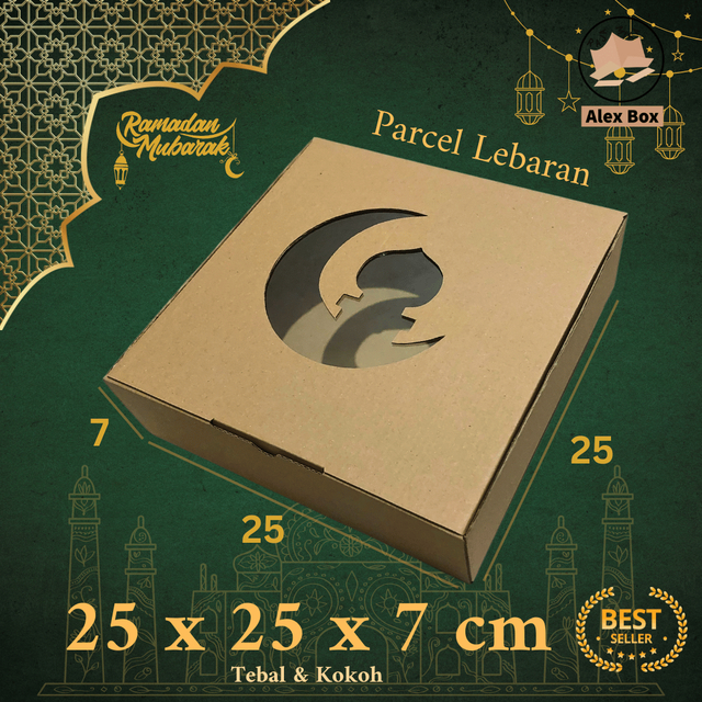 

Kardus Parcel Lebaran Ukuran 25 x 25 x 7 cm | Box Mika Hampers Idul Fitri | Diecut Hantaran Kue