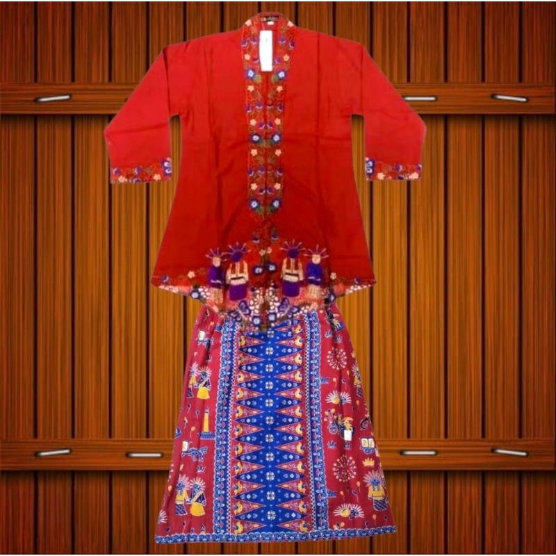 Setelan kebaya encim anak anak motif ondel//kebaya encim anak//kebaya encim ondel//encim anak