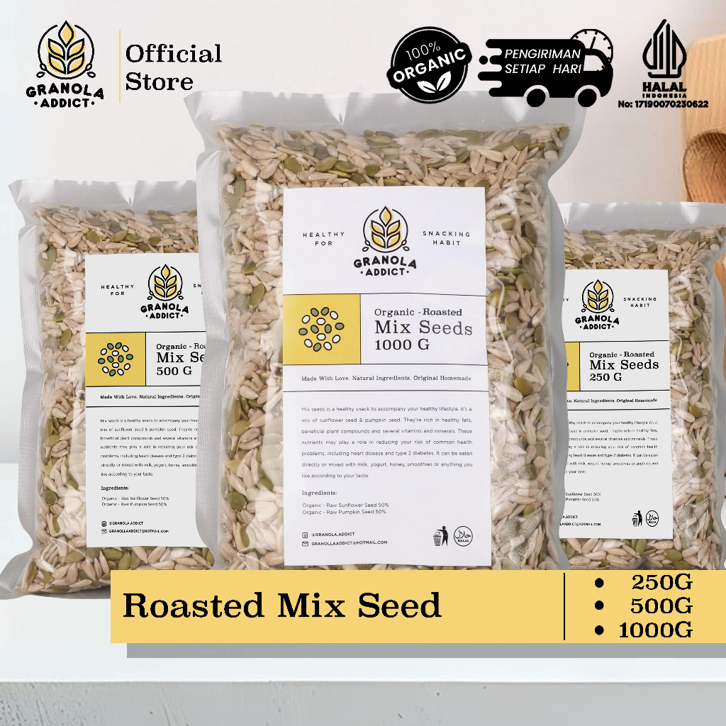 

Granola Addict - Roasted Mix Sunflower & Pumpkin Seeds / Kuaci & Labu Panggang 250G