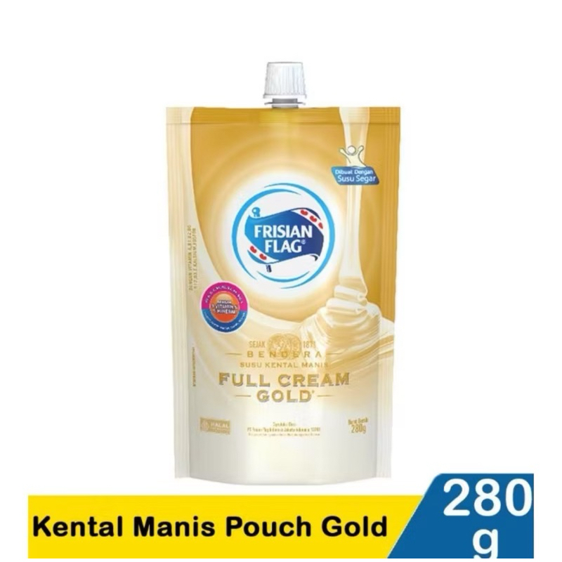 

FRISIAN FLAG SUSU KENTAL MANIS FULL CREAM GOLD KEMASAN POUCH 280 GRAM. 100% BARU BERSEGEL ORI HALAL INDONESIA BPOM RI.