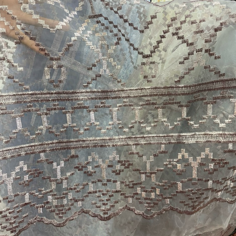 kain organza bordir - kain organza bordir motif etnik premium - kain organza bordir rose gold - kain