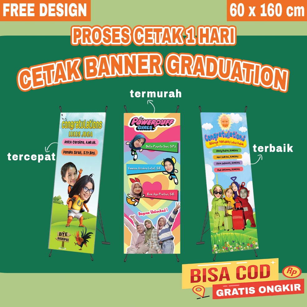 Cetak banner X Banner Baner Wisuda Wedding Spanduk graduation