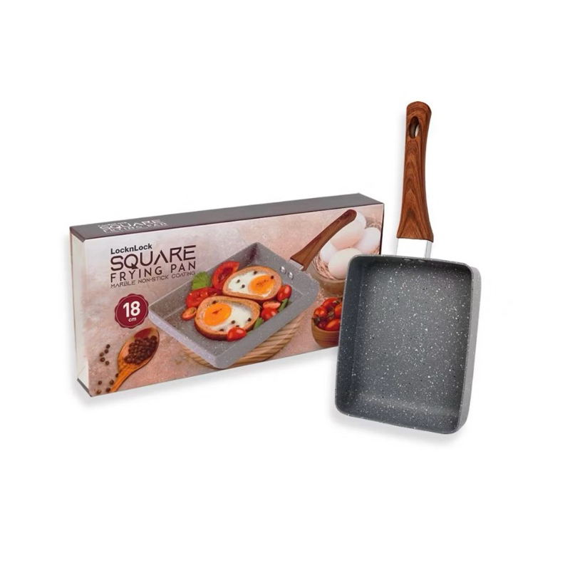 Frying Pan Non Stick - LocknLock Square Frying Pan Marble Non-Stock Coanting 18cm