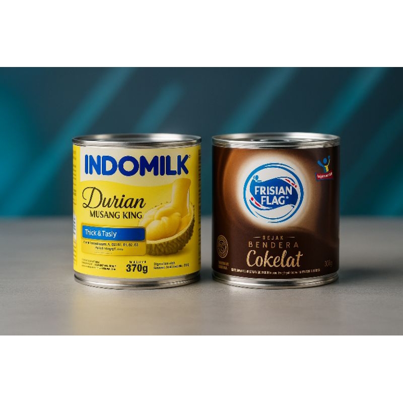 

1 PCS INDOMILK RASA DURIAN MUSANG KING KALENG 370 GRAM + 1 PCS SUSU KENTAL MANIS FRISIAN FLAG RASA COKELAT KALENG 370 GRAM