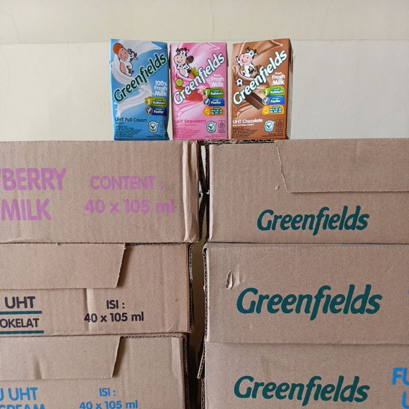 

Susu UHT Greenfields 40x105ml Ready Siap Kirim Expired panjang