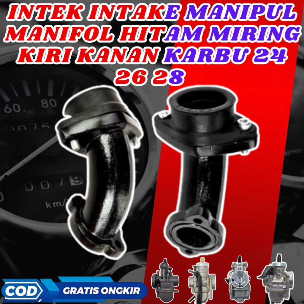 Manipul Manipol Intake Intek Leher Angsa Maniful Miring Sambungan Karbu Pe 28 26 24 Smash Shogun Sup