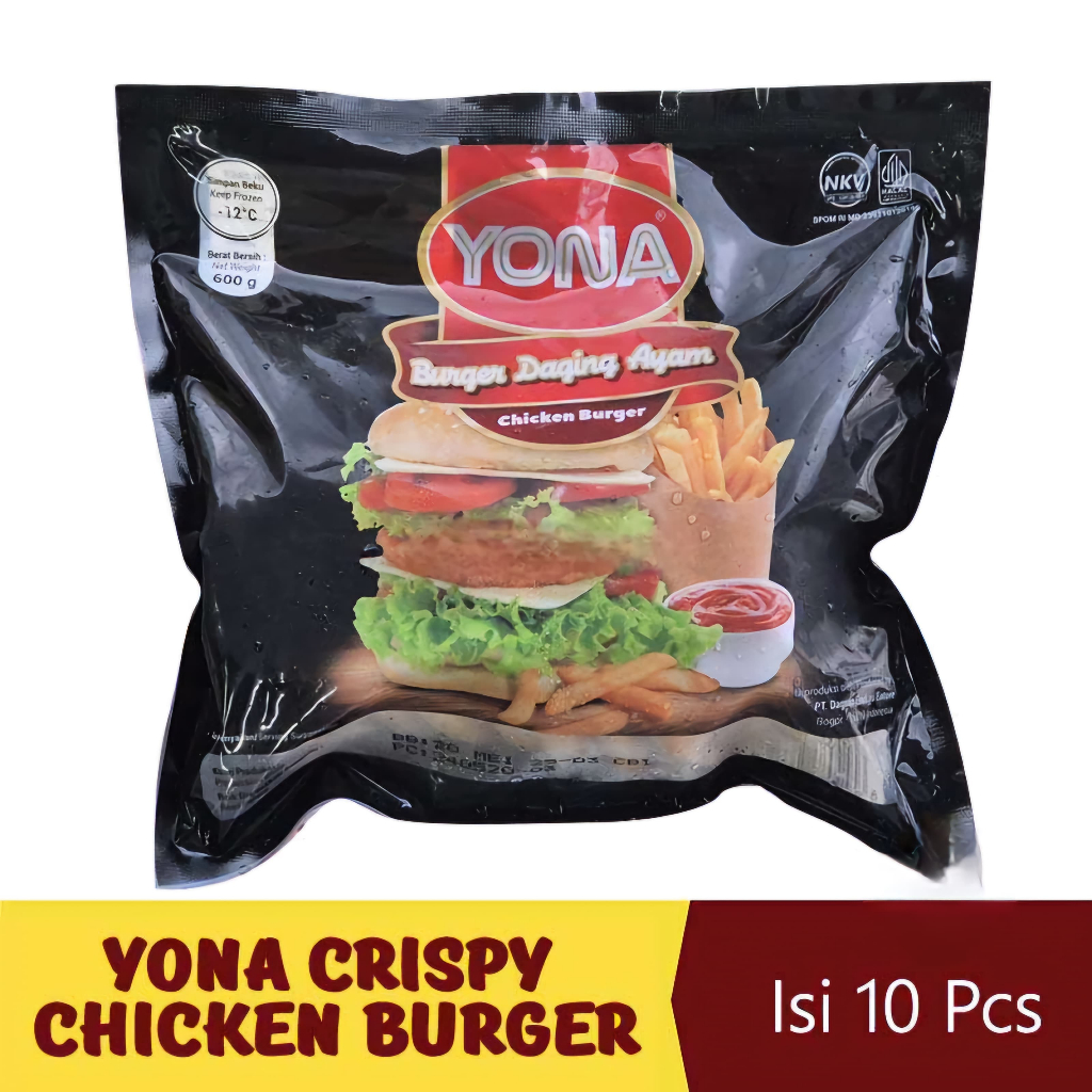 

Yona Buger Daging Ayam Crispy Chicken Burger Patties 500gr Isi 10