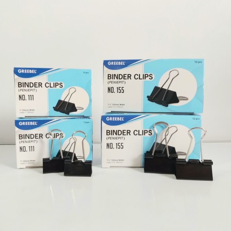

Penjepit Kertas Binder Clip Greebel NO.111-155 ( Pak 12 Pcs ) [ Original ]