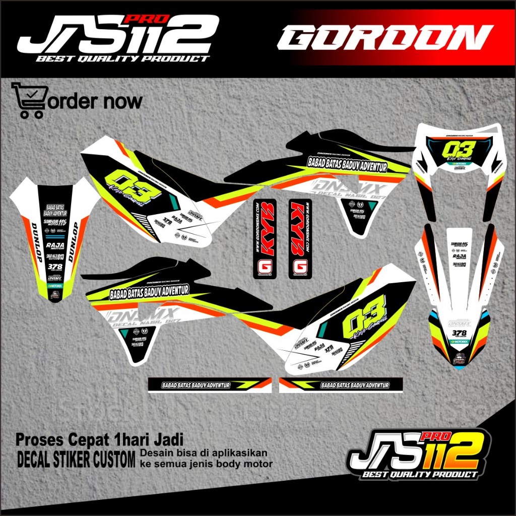 DECAL KLX GORDON DECAL BODY GORDON DECAL KAWASAKI KLX GORDON