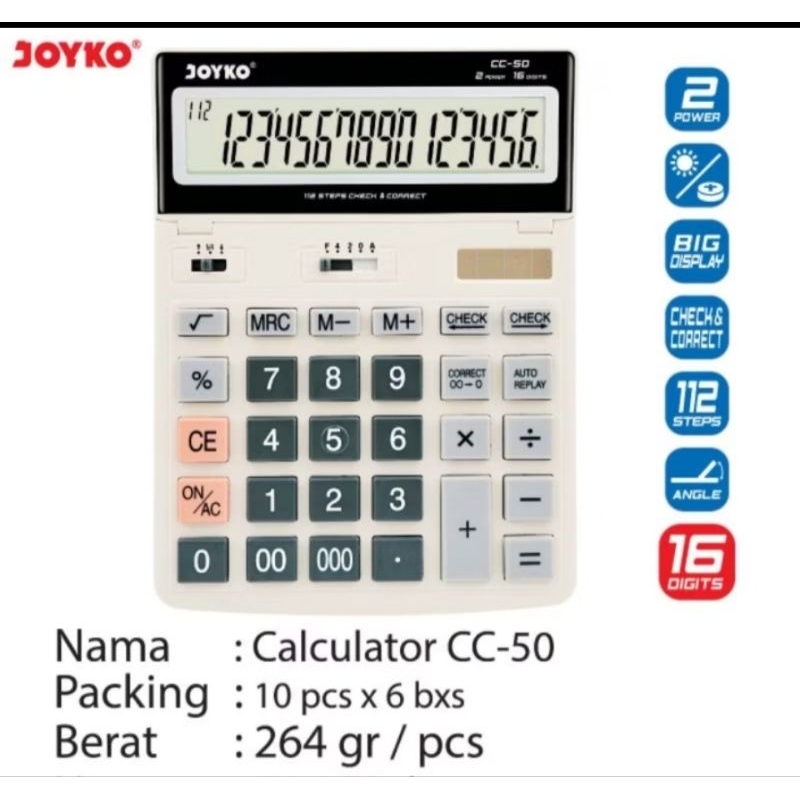 

Promo calculator joyko cc-50 16 digits