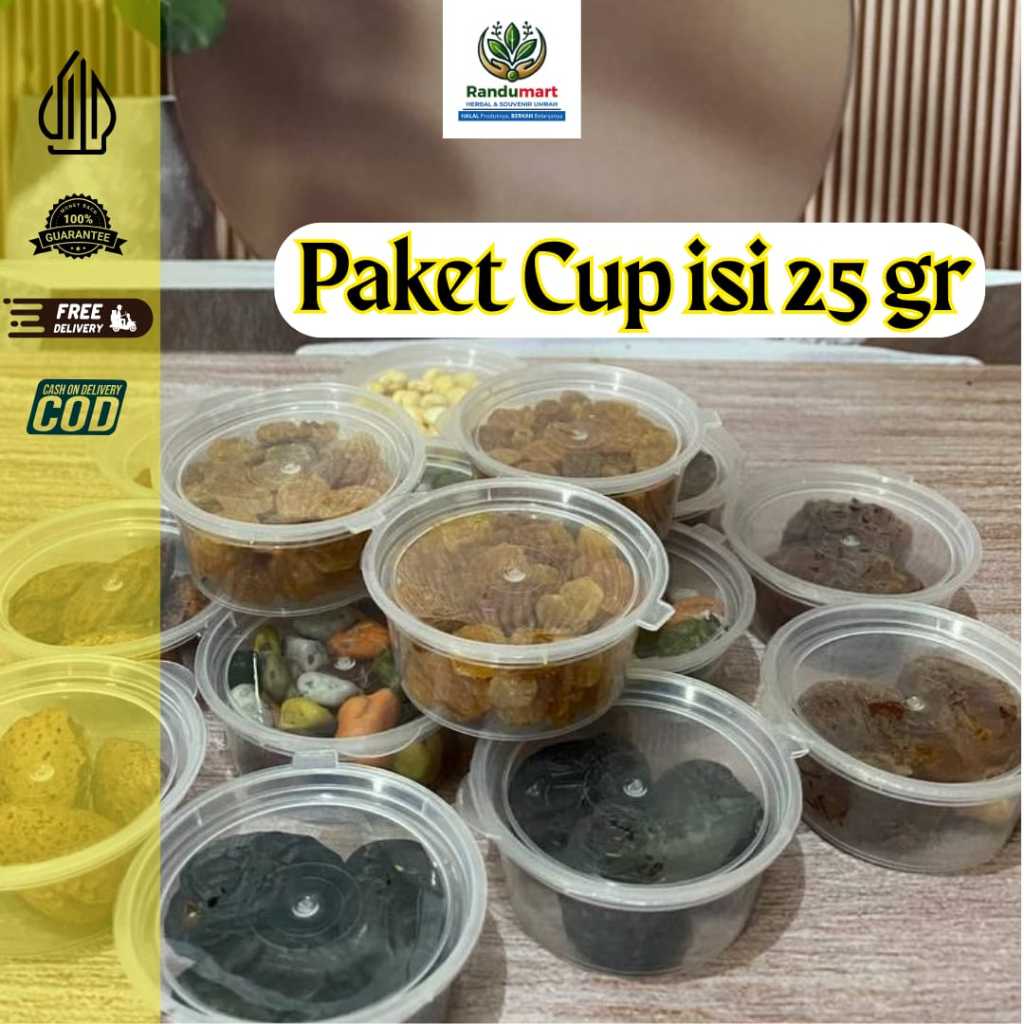 

Paket Kurma/Kacang Arab/Kacang Almond/Kismis/Coklat kerikil Souvenir Oleh-Oleh Haji dan Umroh Kemasan Cup