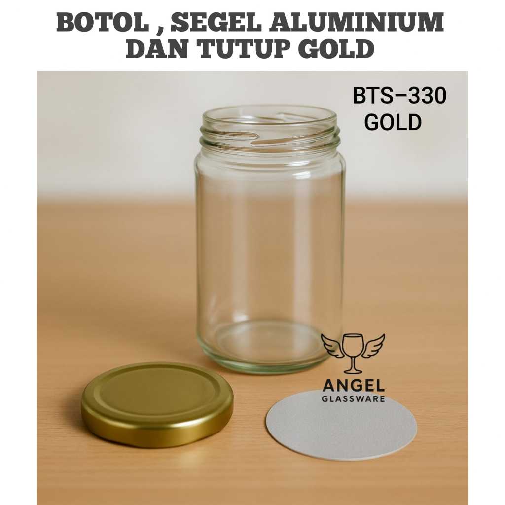/ 6 ( ENAM )  330ml   BOTOL KACA  SILINDER  330ML BARU + TUTUP   Botol Kaca Silinder  / botol jar / 