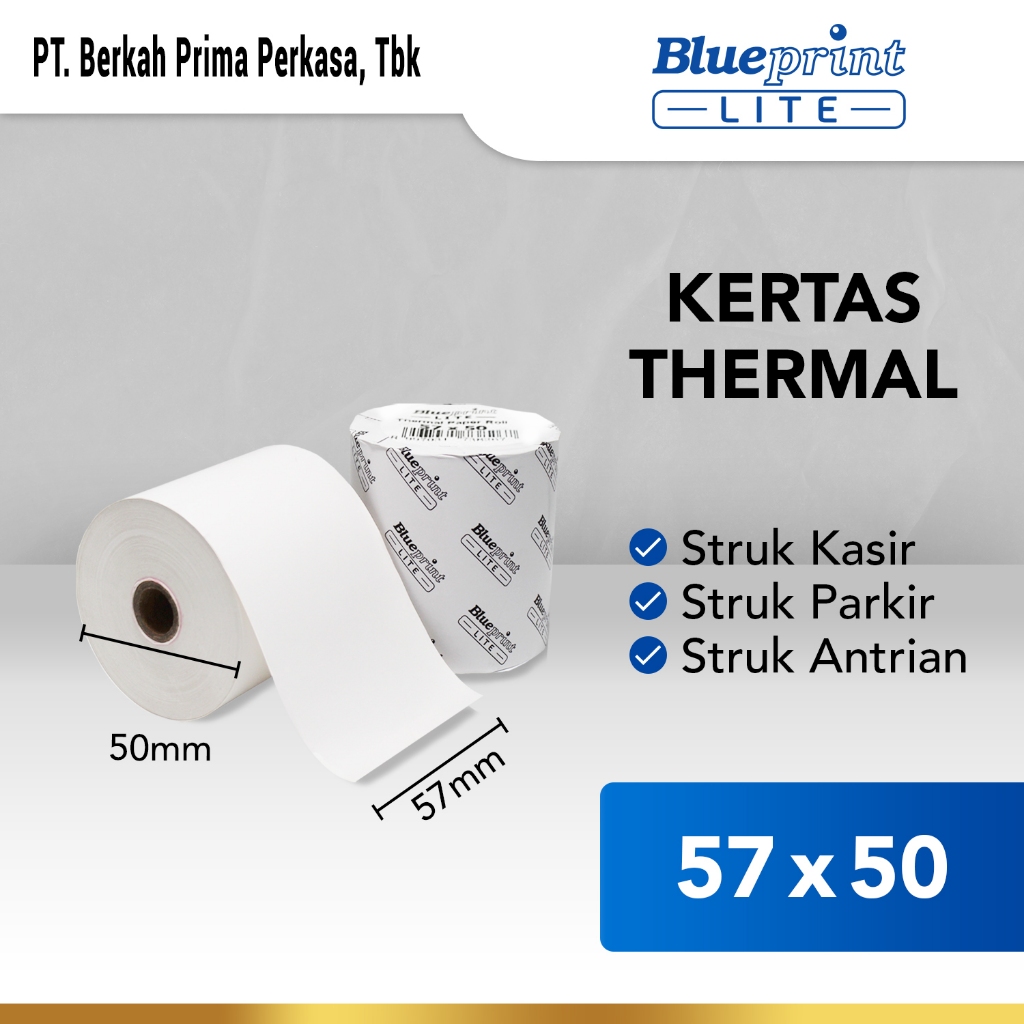 

57x50 KERTAS THERMAL PAPER 57x50 mm BLUEPRINT LITE - 1 Roll STRUK KASIR EDC TOL RESI 57x50mm Termal