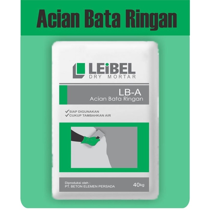 Leibel Semen Mortar Acian Bata Ringan 40 kg Hebel / Thinbed LB-A-R