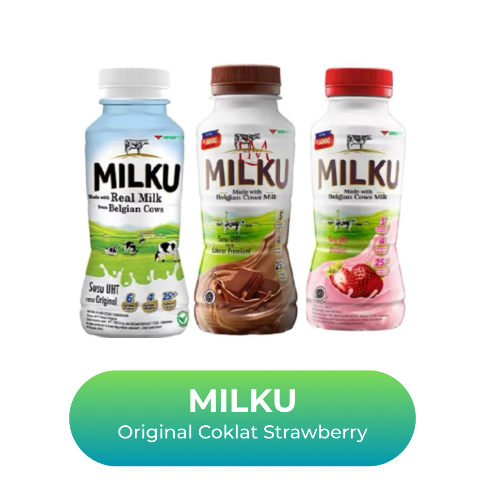 

Susu Milku Rasa Strawberry Coklat Original Susu Sapi Siap Minum - 200 ML